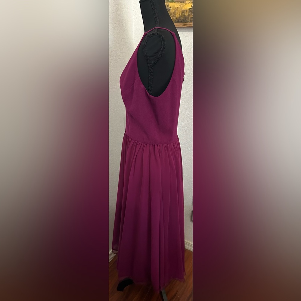 Dress the Population Alicia Sleeveless Midi Dress in Deep Magenta Purple - Sz M - Picture 4 of 11